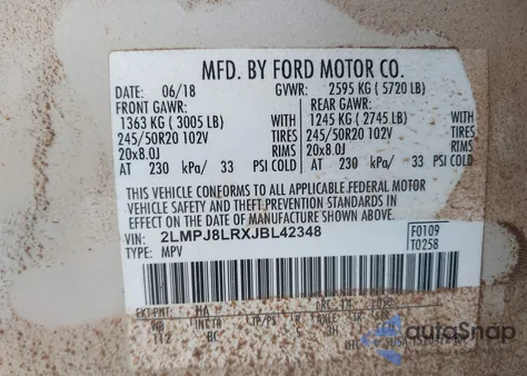 2018 Lincoln Mkx Reserve z USA, uszkodzony, nr VIN 2LMPJ8LRXJBL42348